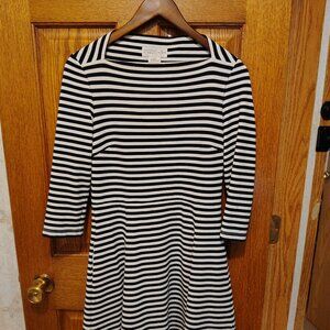 Broome Street Kate Spade Mini Dress A Line 3/4 Sleeve Striped Black White S